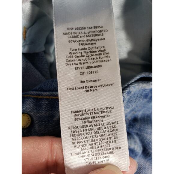 Free People Jeans Size 28 Womens Blue Pants Stretch Denim Fray Hem Ankle - Picture 4 of 13